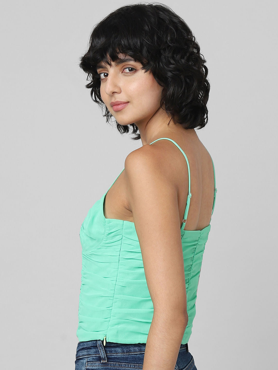 Green Ruched Strappy Top
