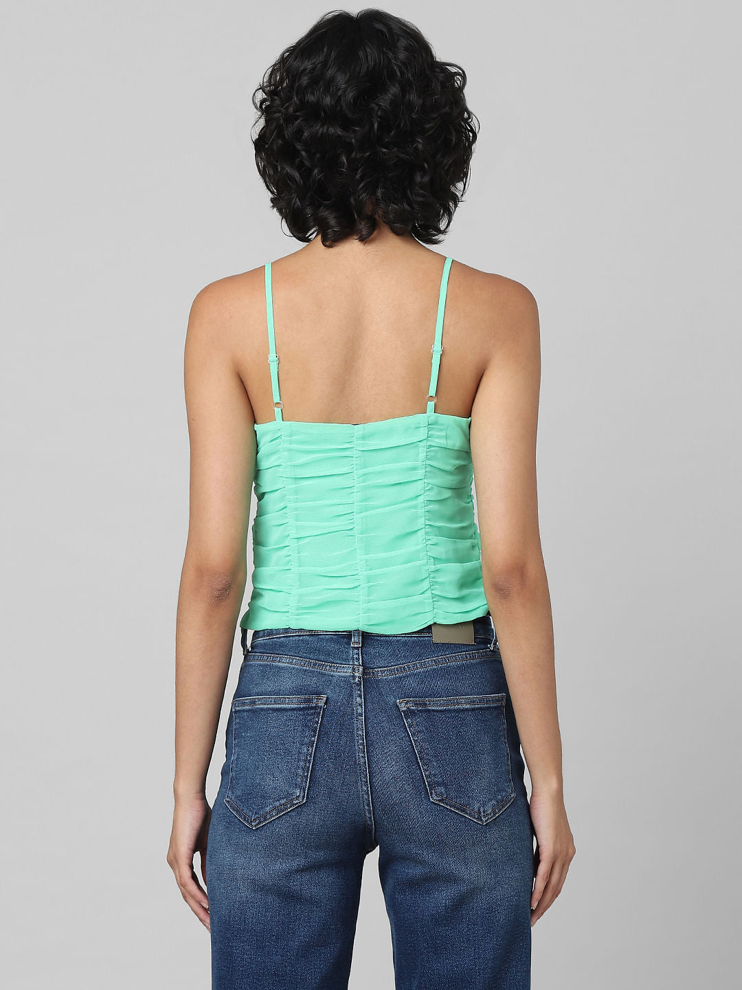 Green Ruched Strappy Top