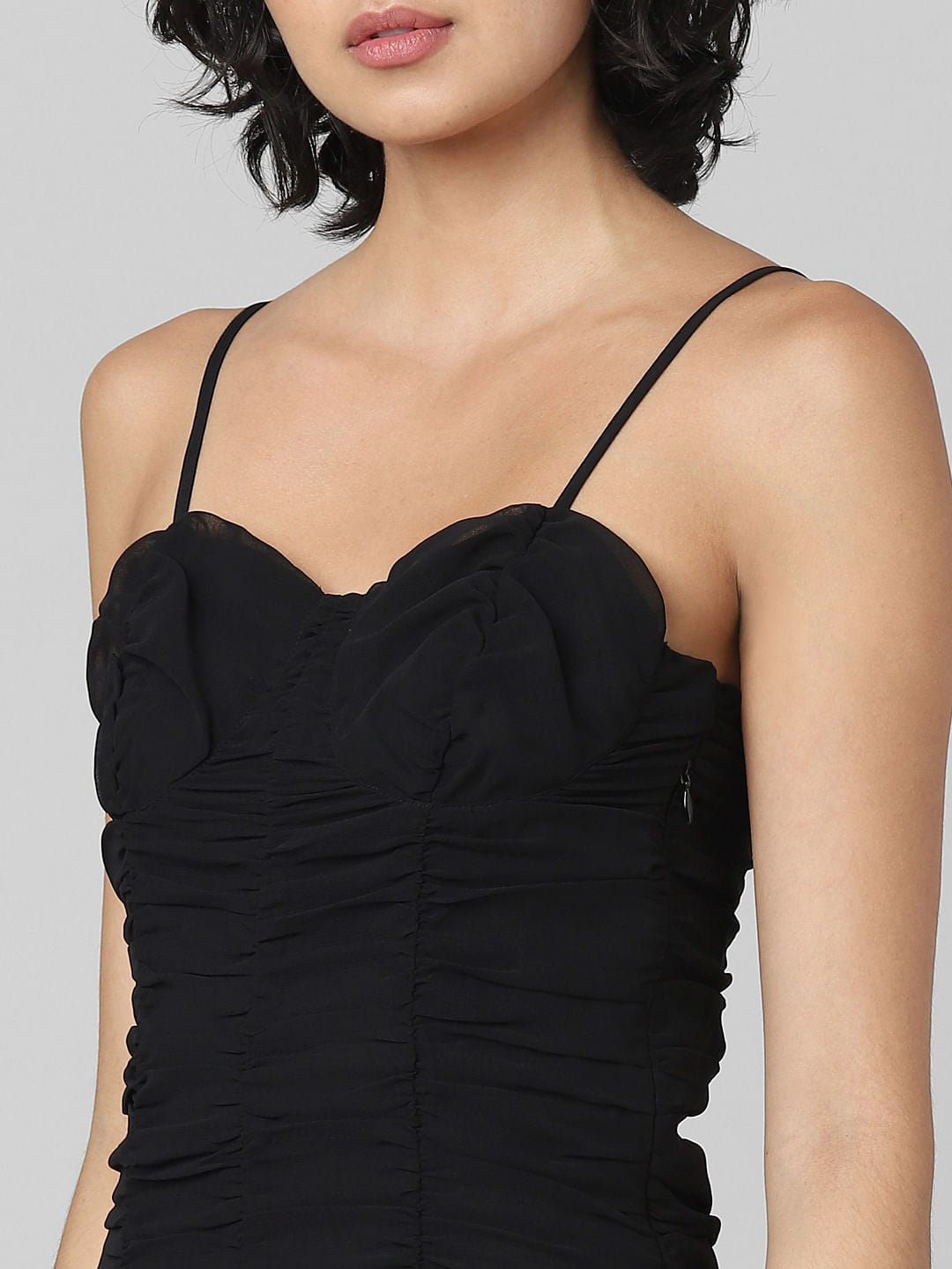 Black Ruched Bodycon Dress