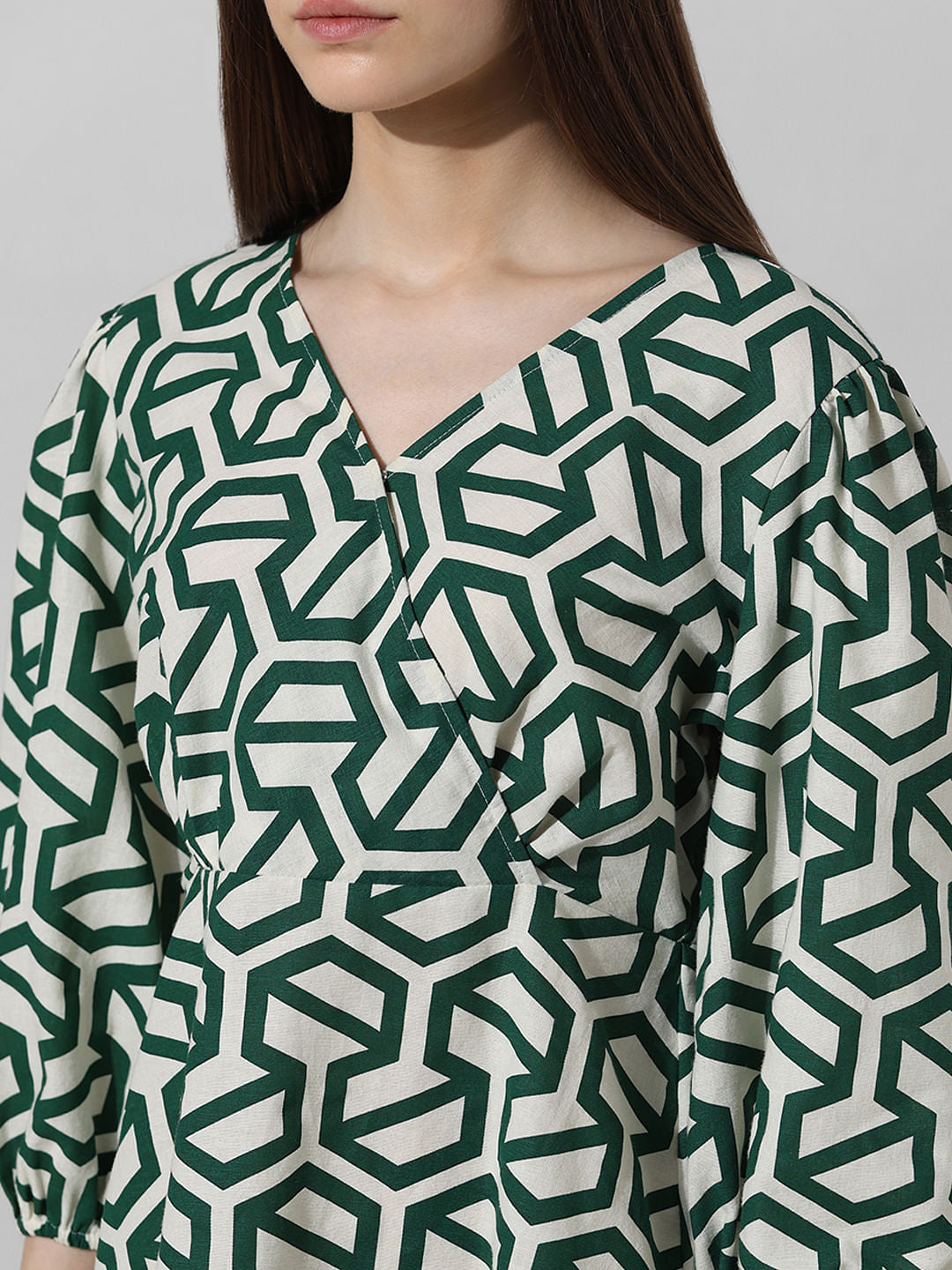 White Abstract Print Mini Dress