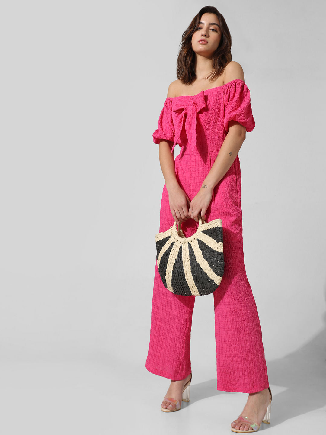 Pink Tie-Detail Jumpsuit