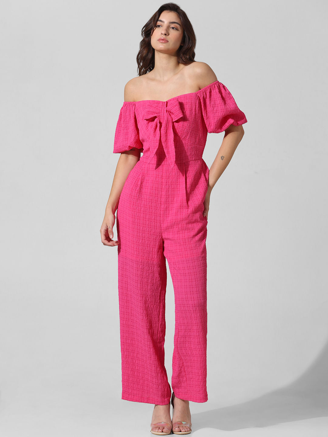 Pink Tie-Detail Jumpsuit