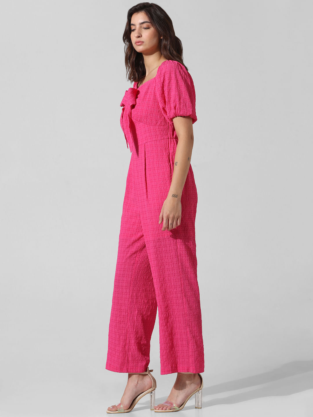 Pink Tie-Detail Jumpsuit