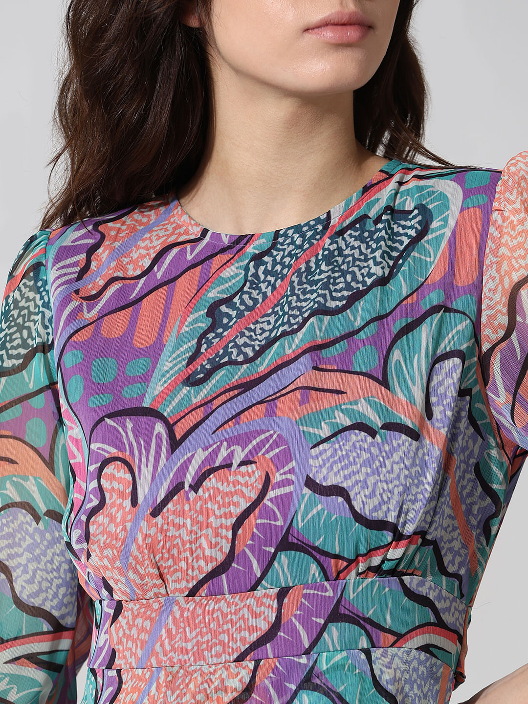 Multi-Colour Printed Mini Dress