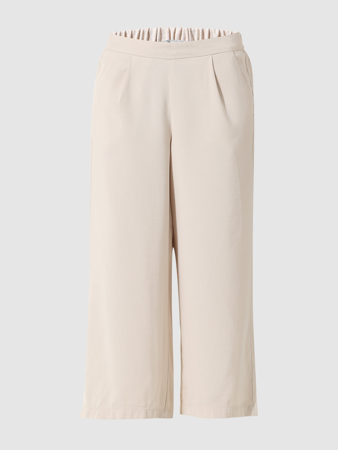 Beige Straifht Fit Culottes
