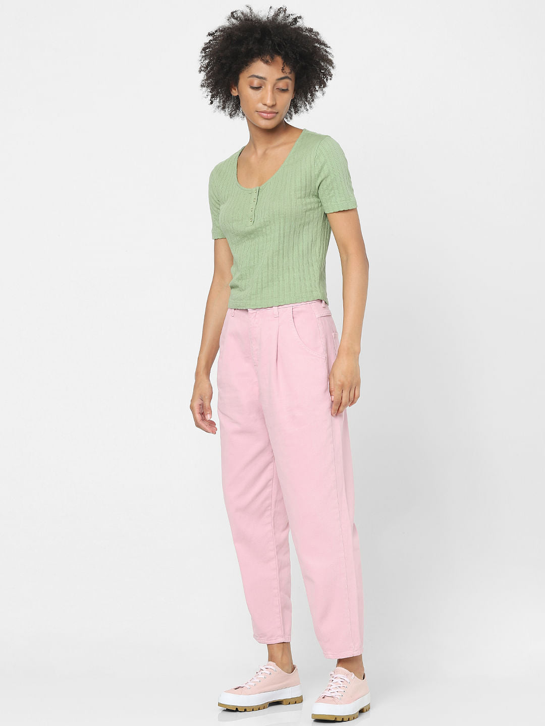 Green Ribbed T-Shirt