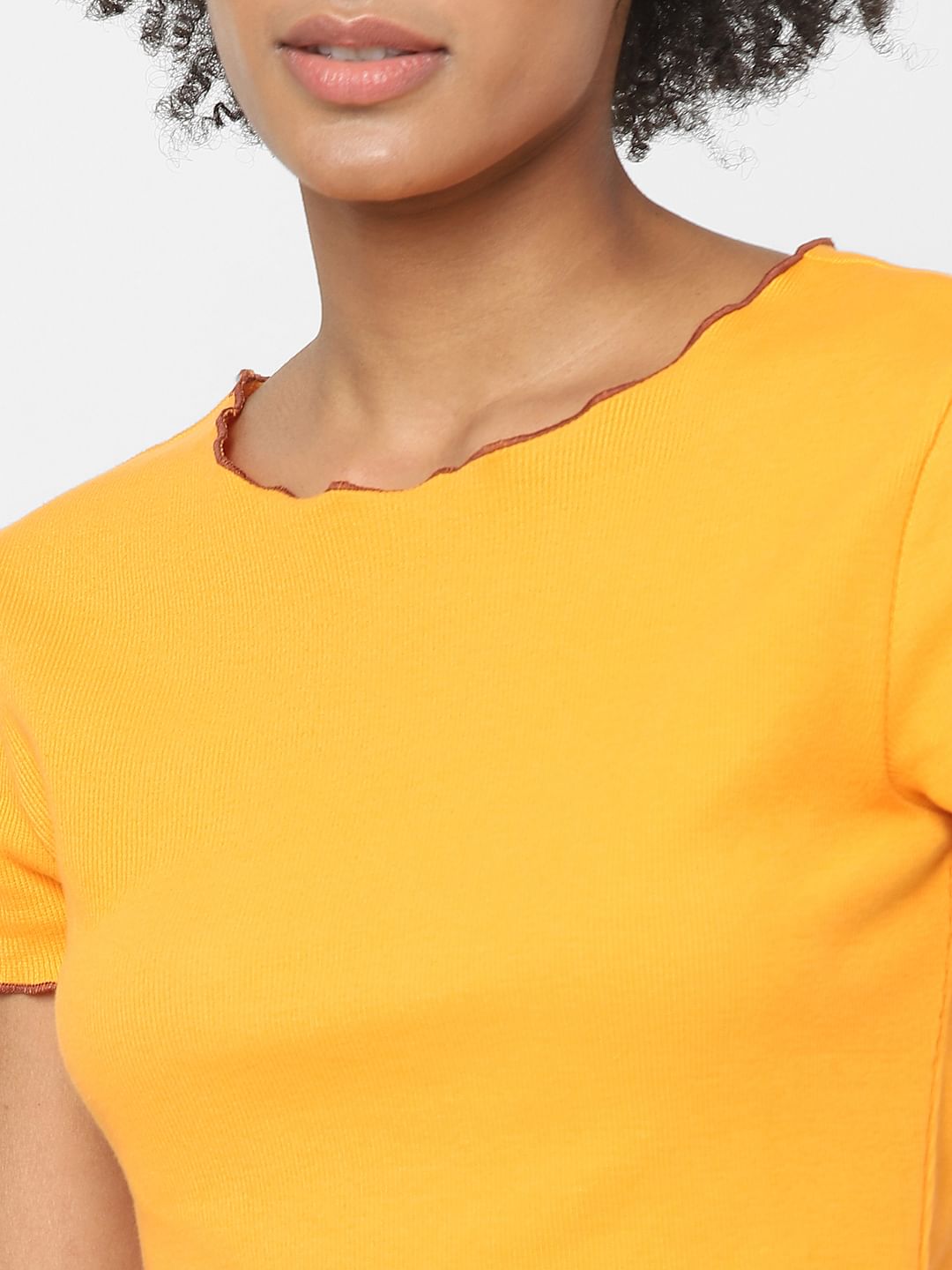 Orange Ribbed Crop Top