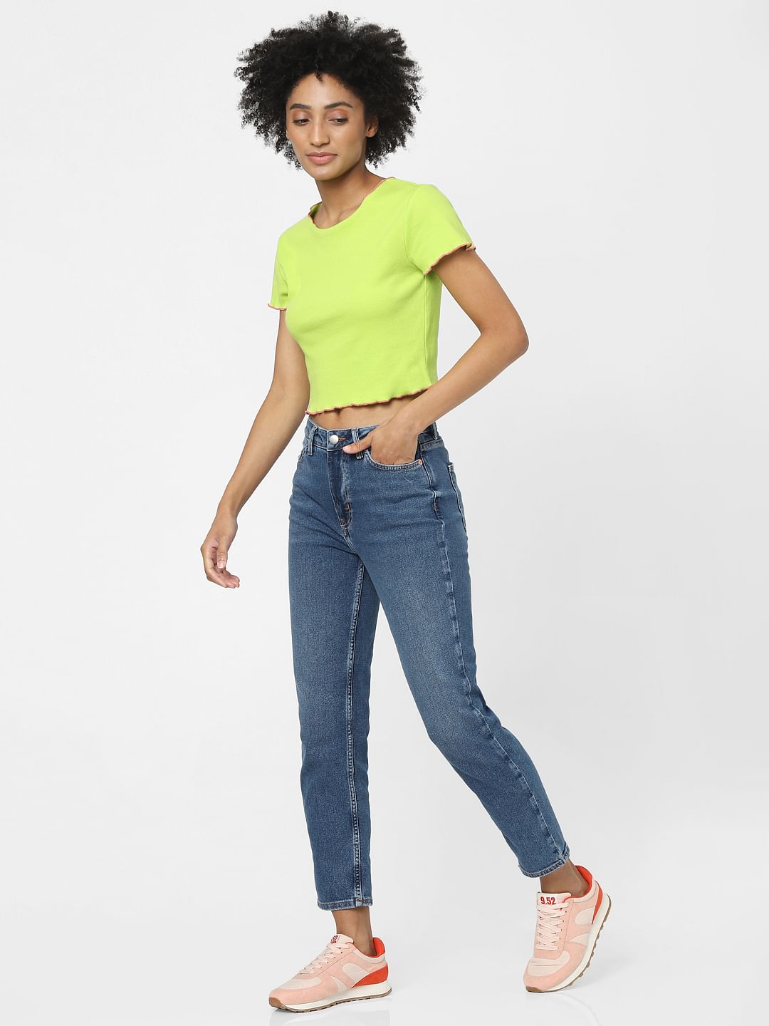 Yellow Ribbed Crop Top