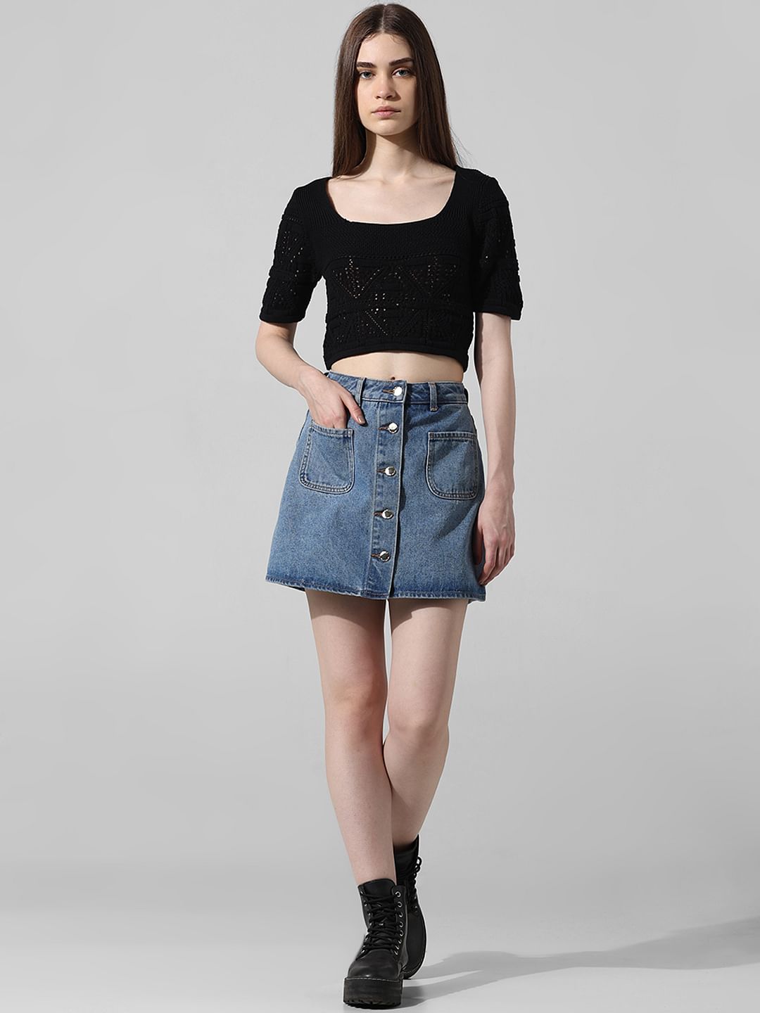 Black Knit Cropped Top