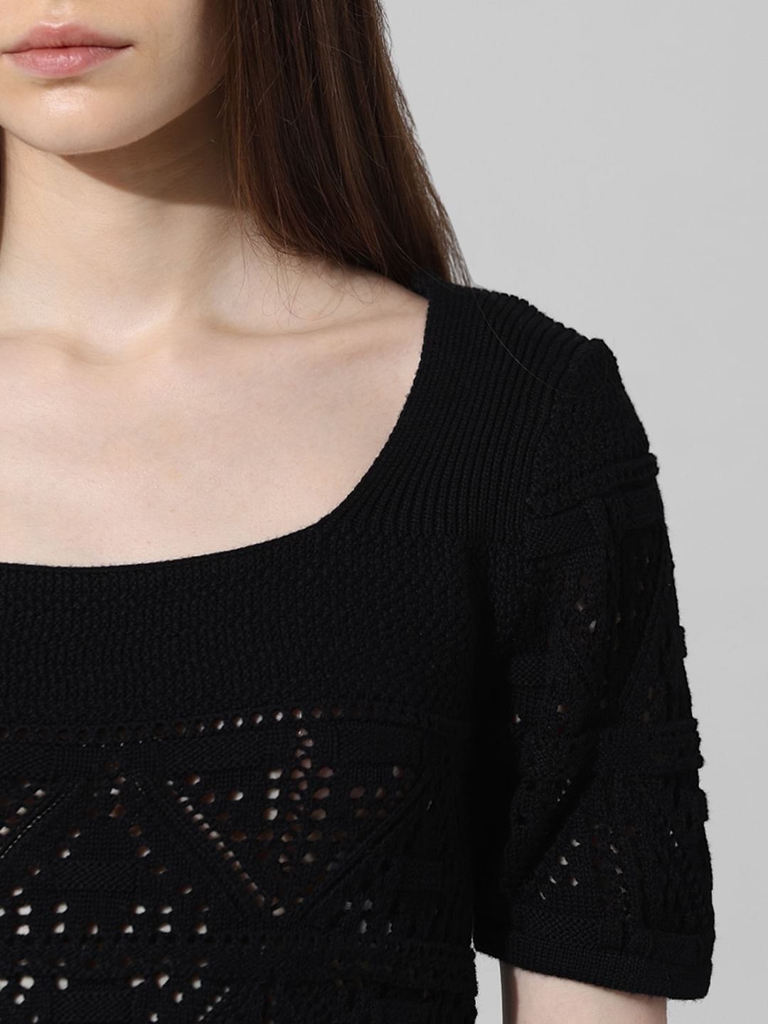 Black Knit Cropped Top