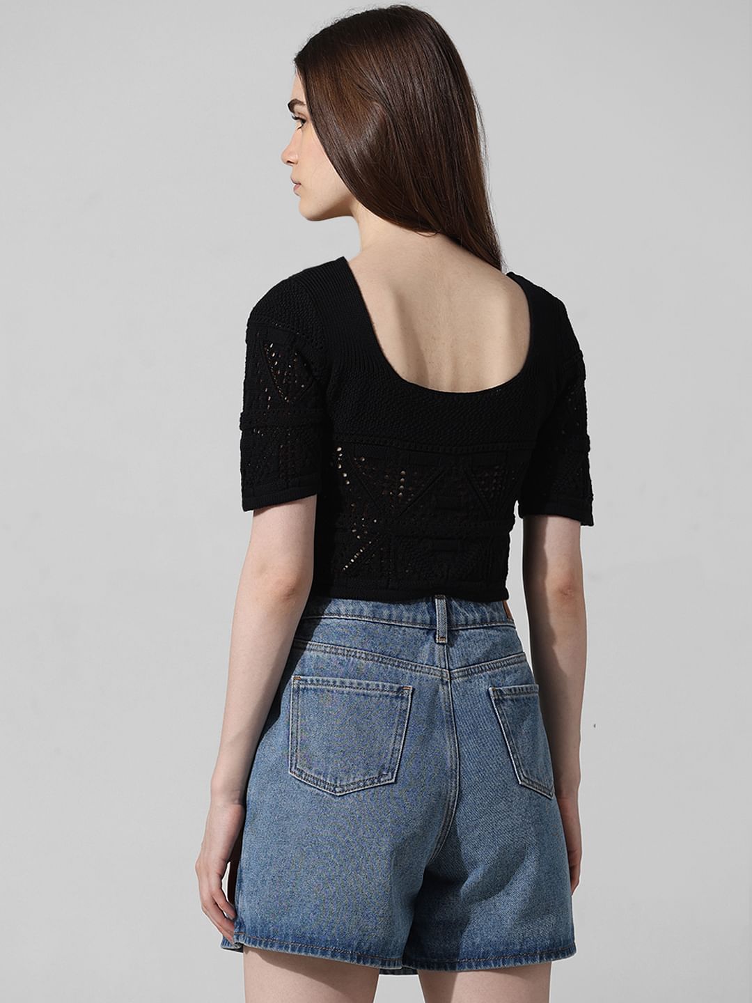 Black Knit Cropped Top