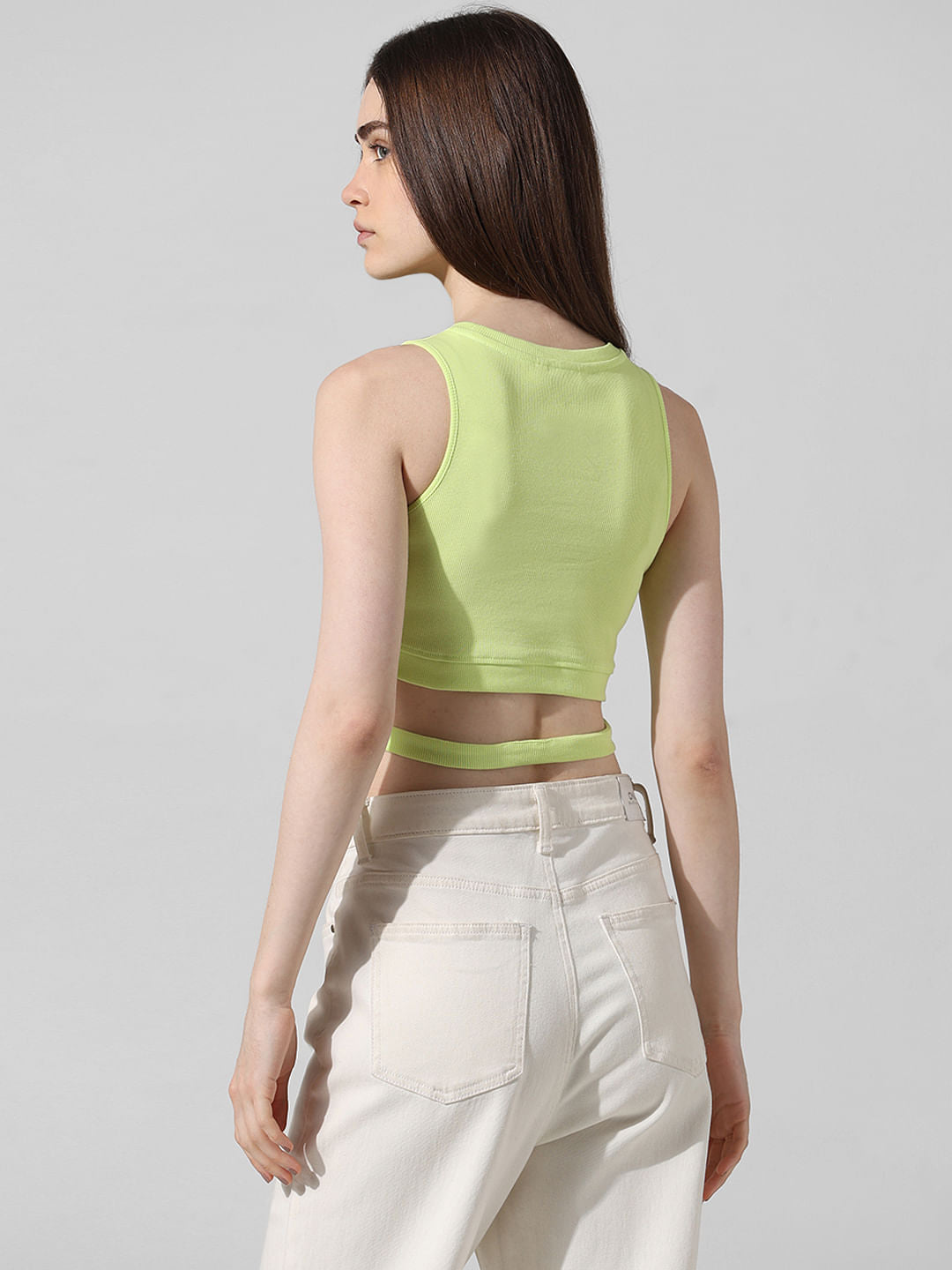Lime Green Cropped Ribbed Top