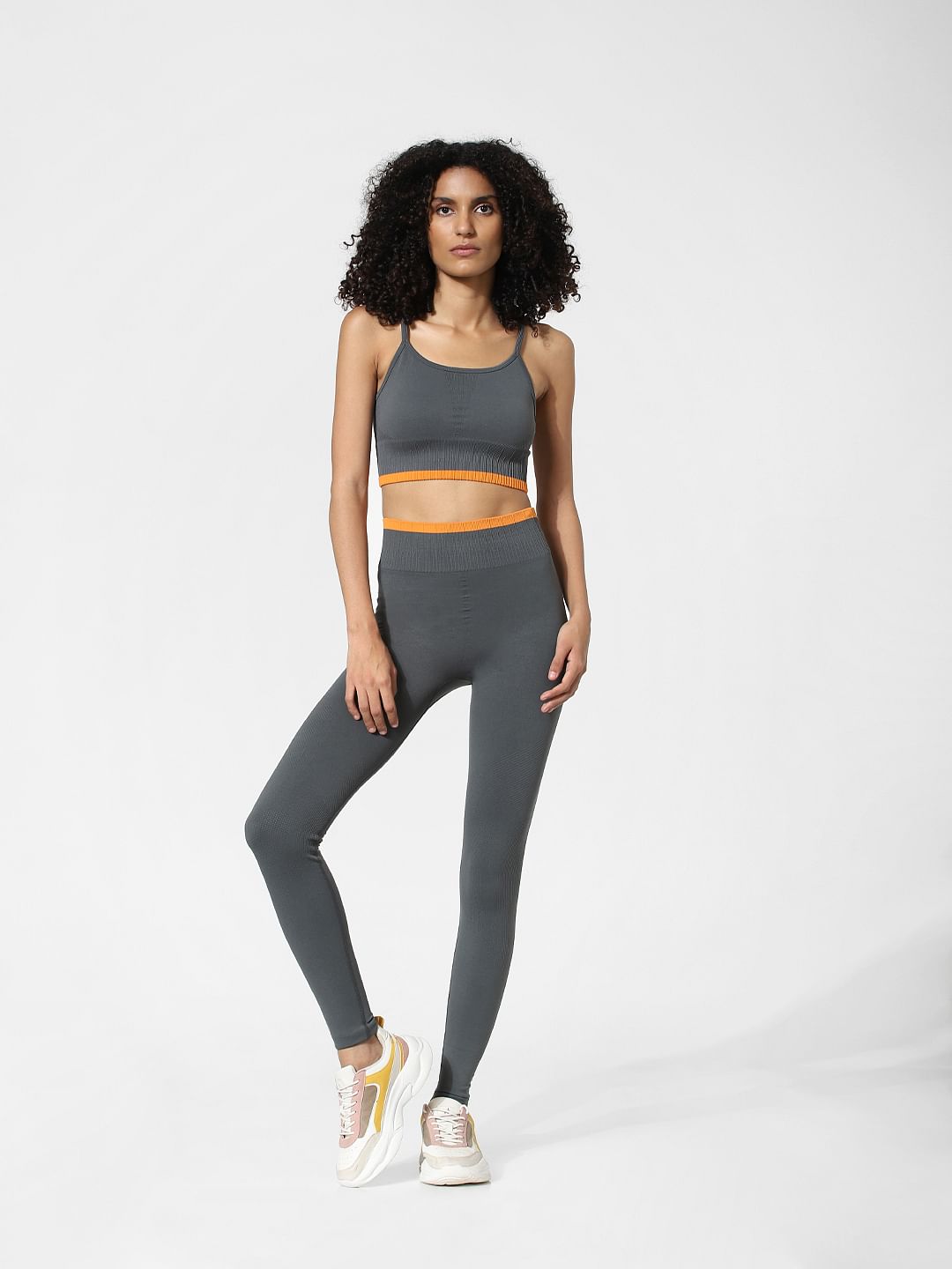 Dark Grey Strappy Co-Ord Sports Bra