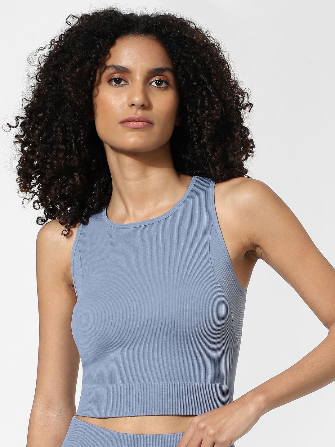 Blue Cropped Training Top