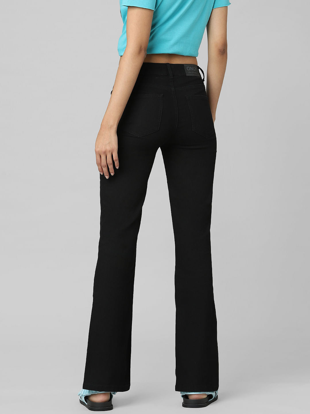 Black High Rise Flared Jeans