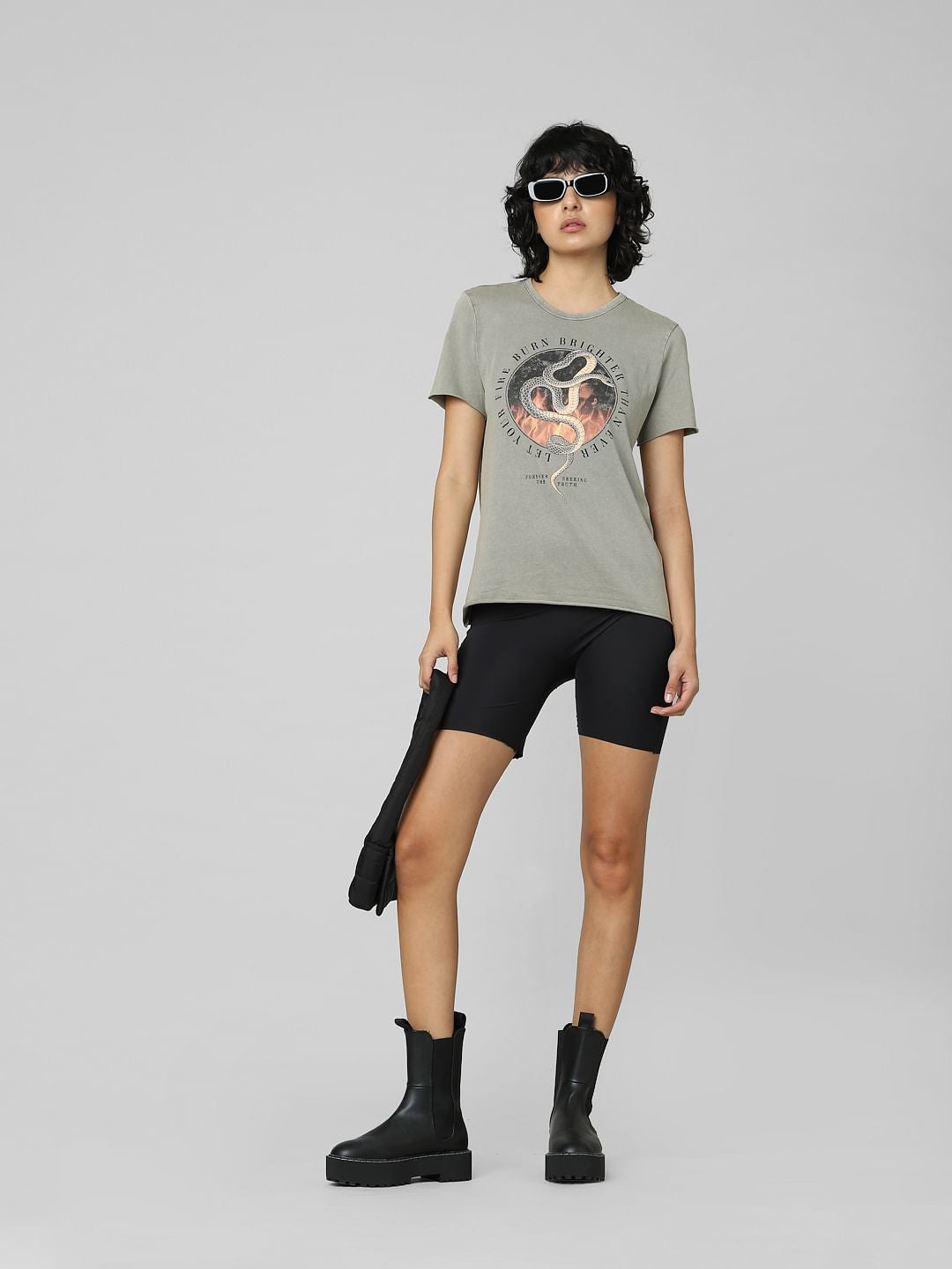 Grey Graphic Print T-Shirt