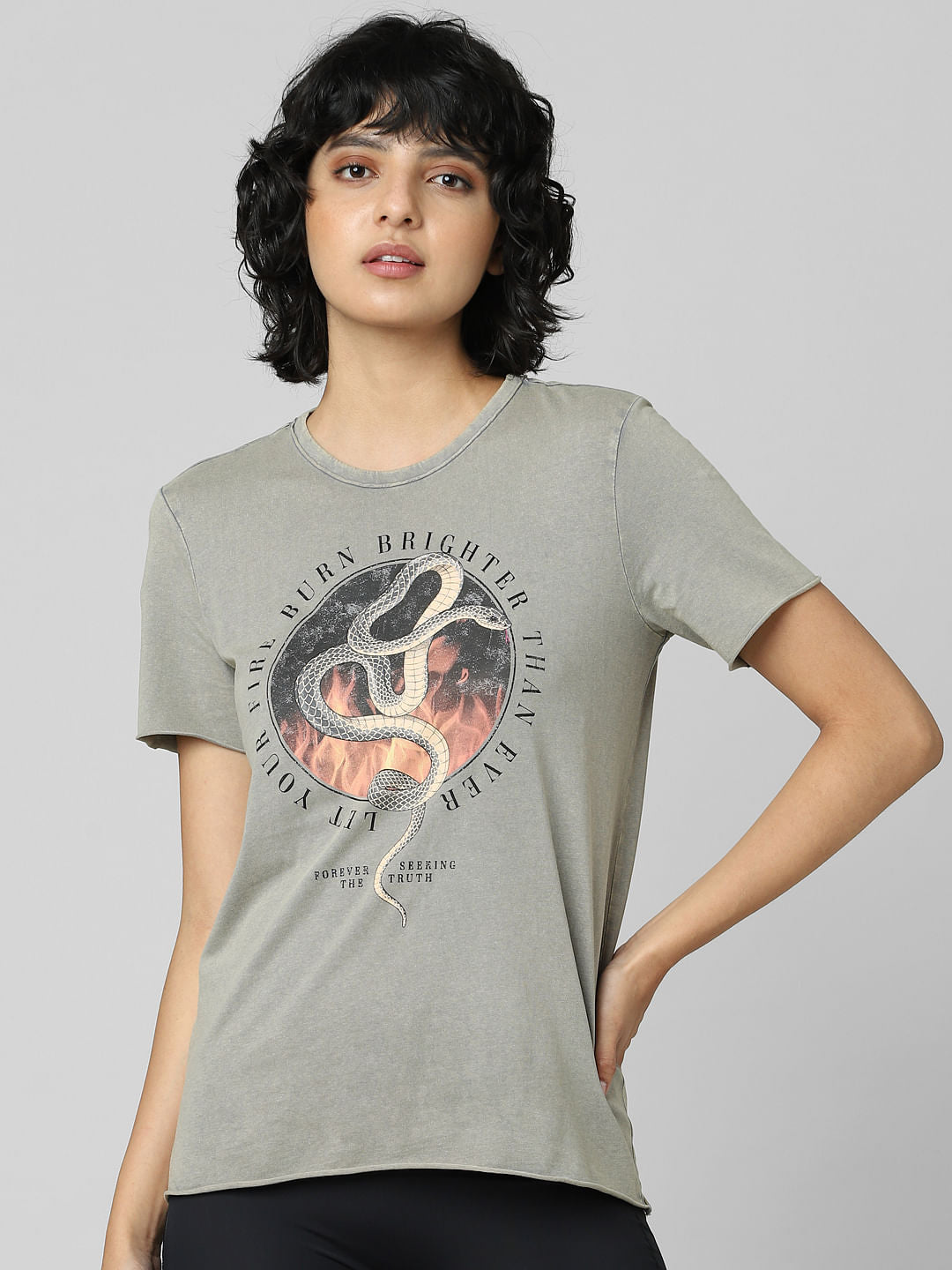 Grey Graphic Print T-Shirt