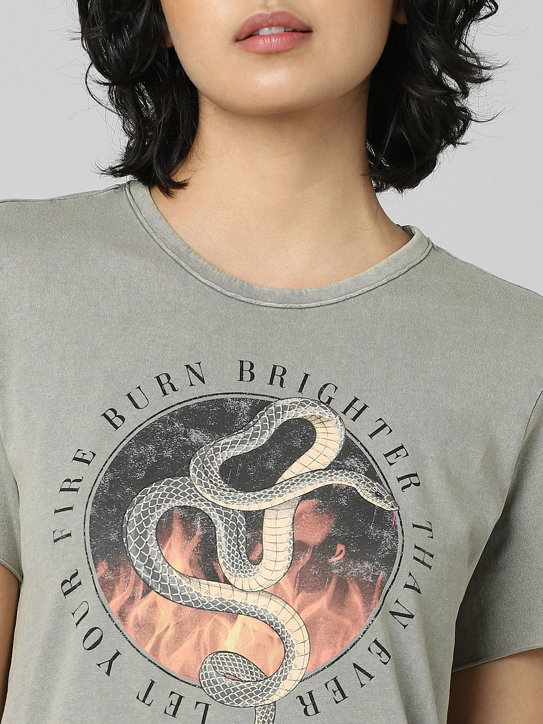 Grey Graphic Print T-Shirt