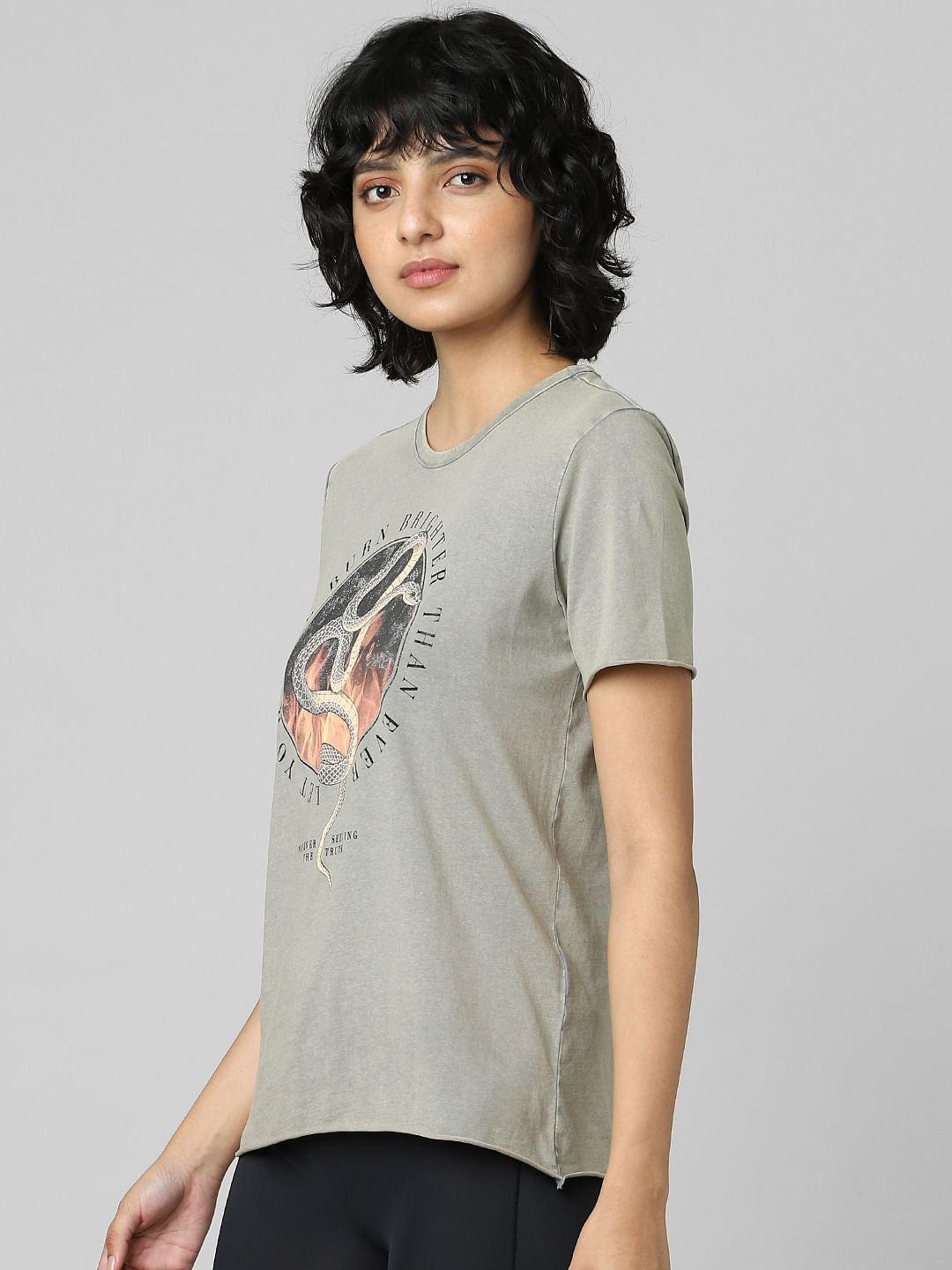 Grey Graphic Print T-Shirt