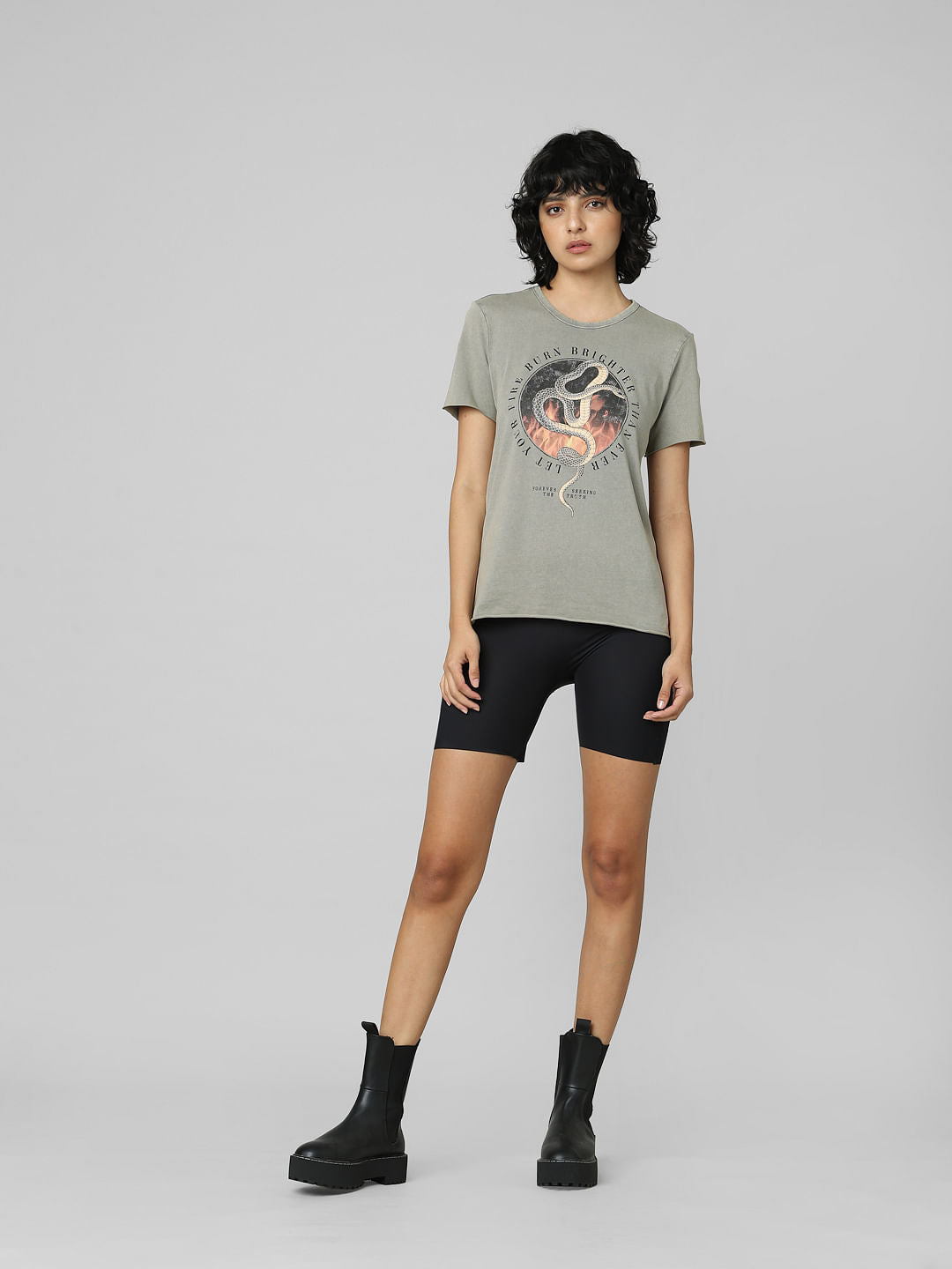 Grey Graphic Print T-Shirt