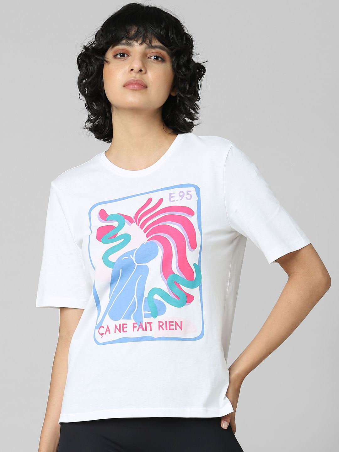 White Graphic Print T-Shirt