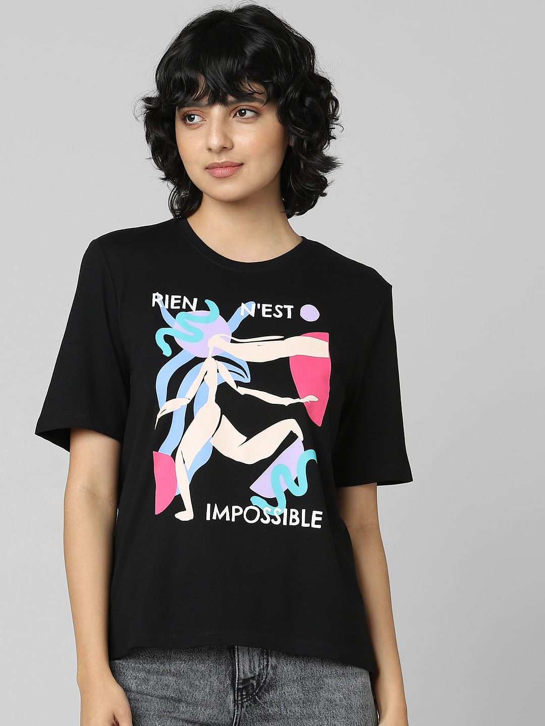 Black Graphic Print T-Shirt