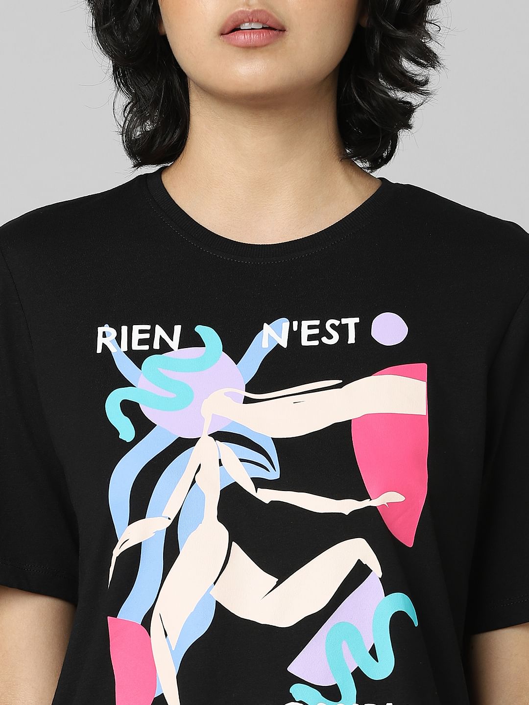 Black Graphic Print T-Shirt