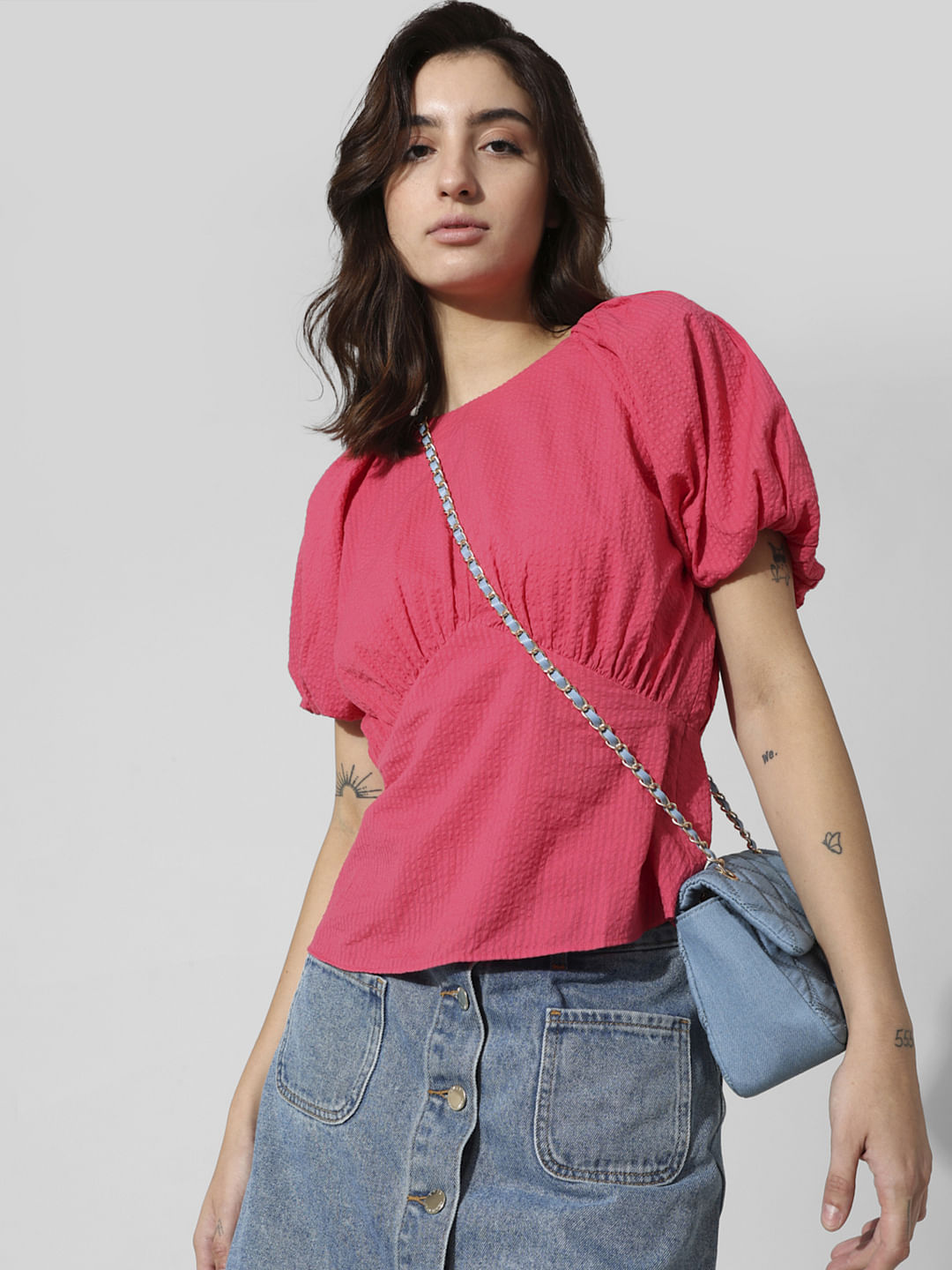 Pink Puff Sleeves Top