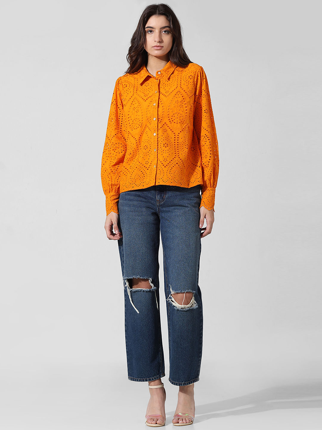 Orange Schiffli Shirt