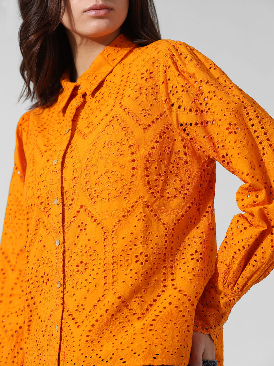 Orange Schiffli Shirt