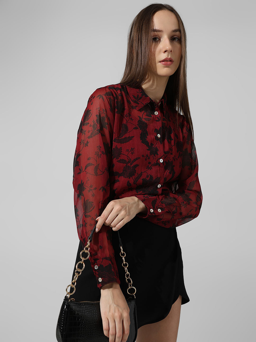 Red Floral Print Shirt