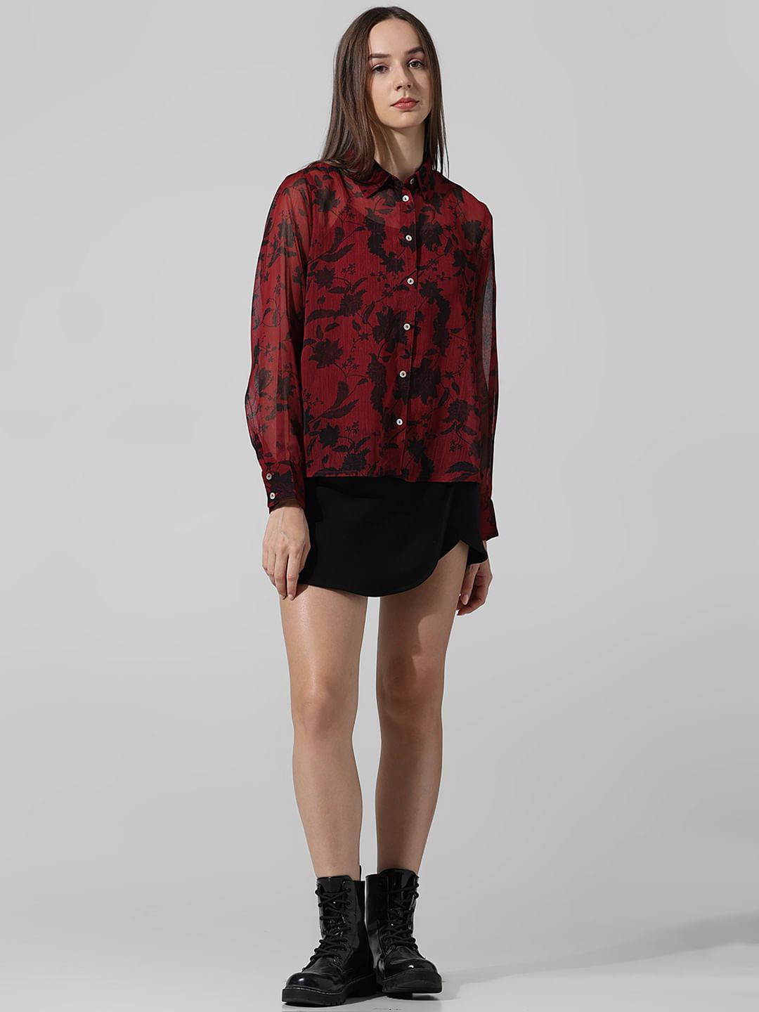 Red Floral Print Shirt