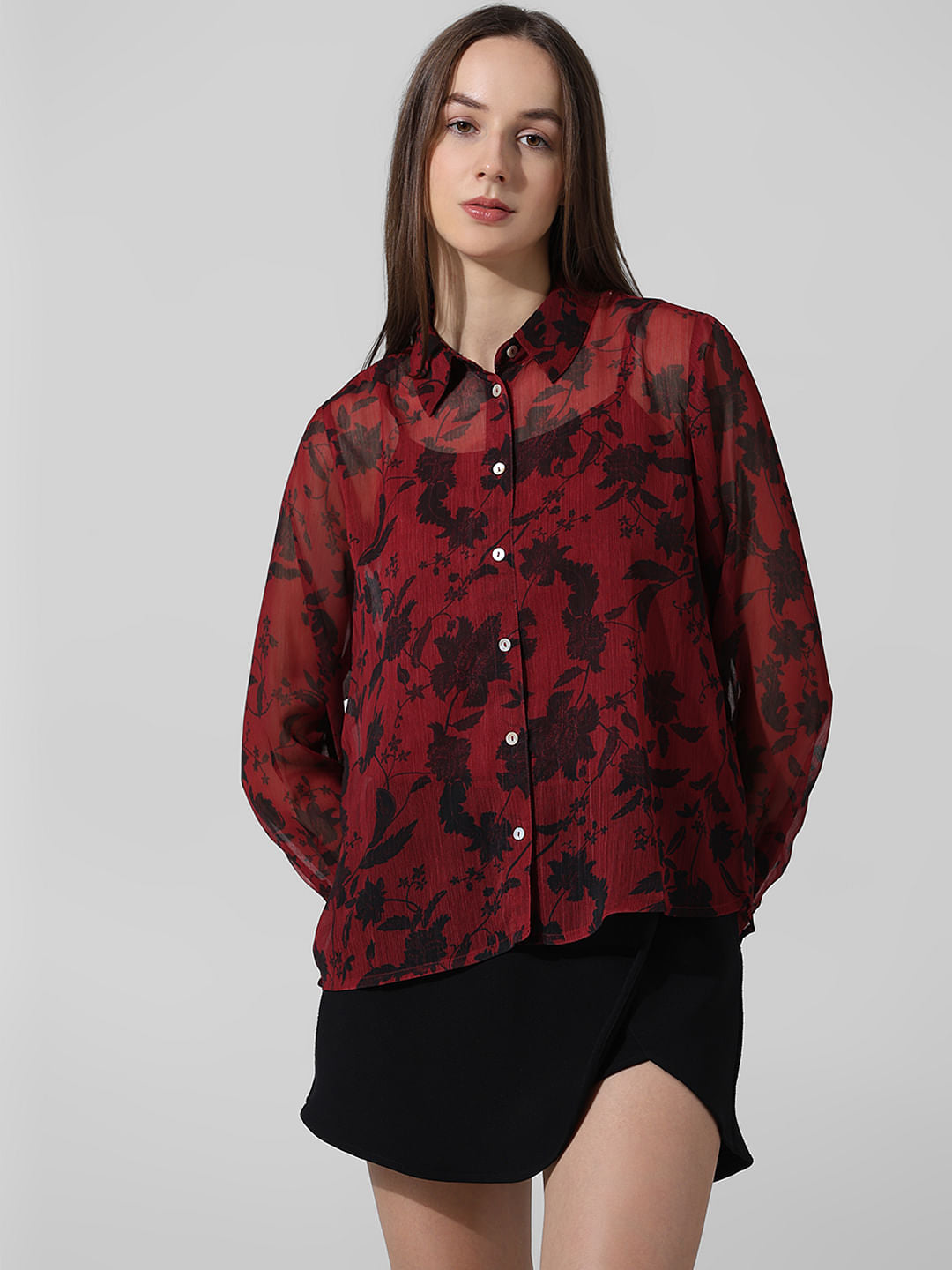 Red Floral Print Shirt