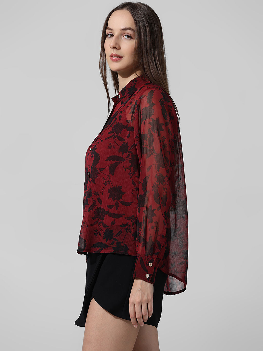 Red Floral Print Shirt