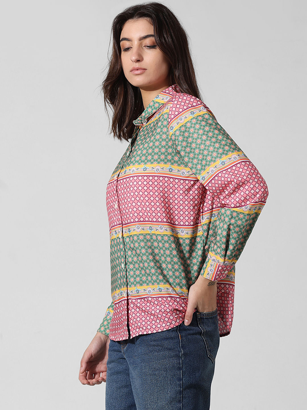 Multi-Colour Printed Satin Shirt