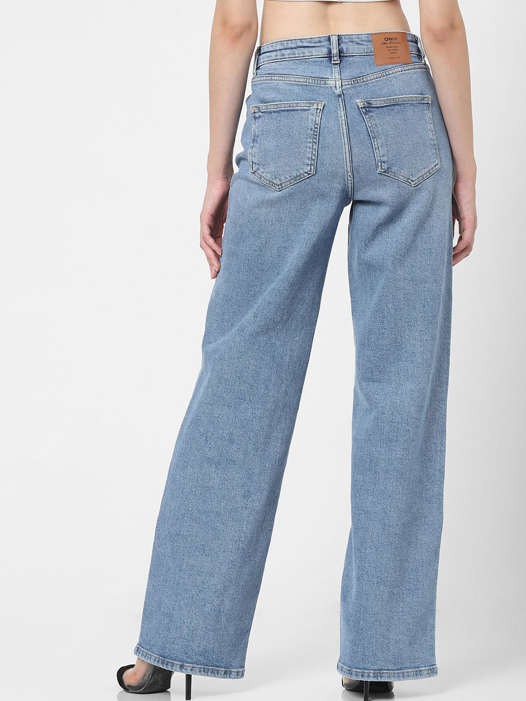 Blue High Rise Straight Jeans