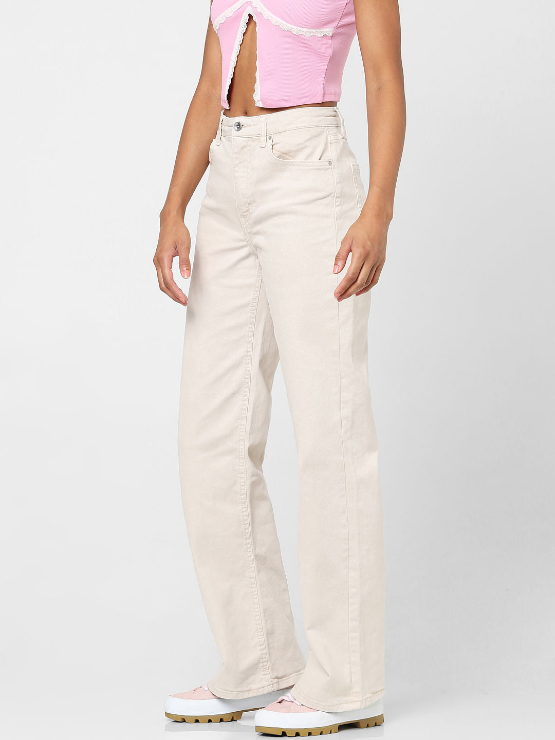 White High Waist Flared Jeans