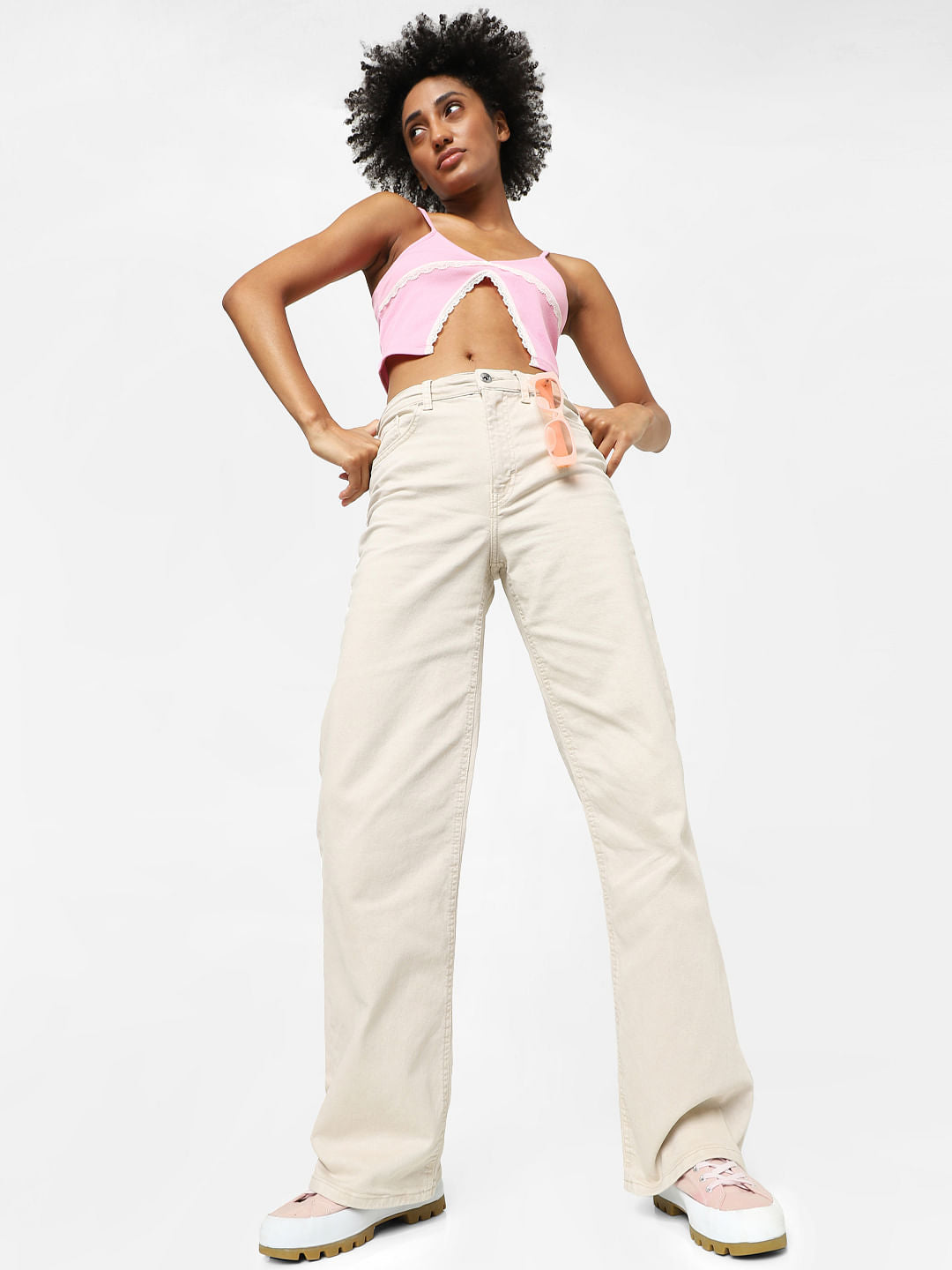 White High Waist Flared Jeans