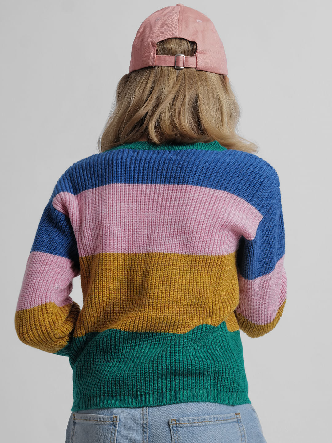 Girls Green Colourblocked Pullover