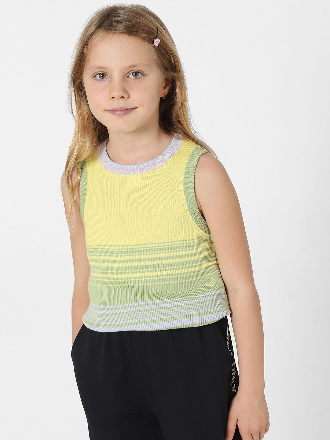 Yellow Colourblocked Knit Vest