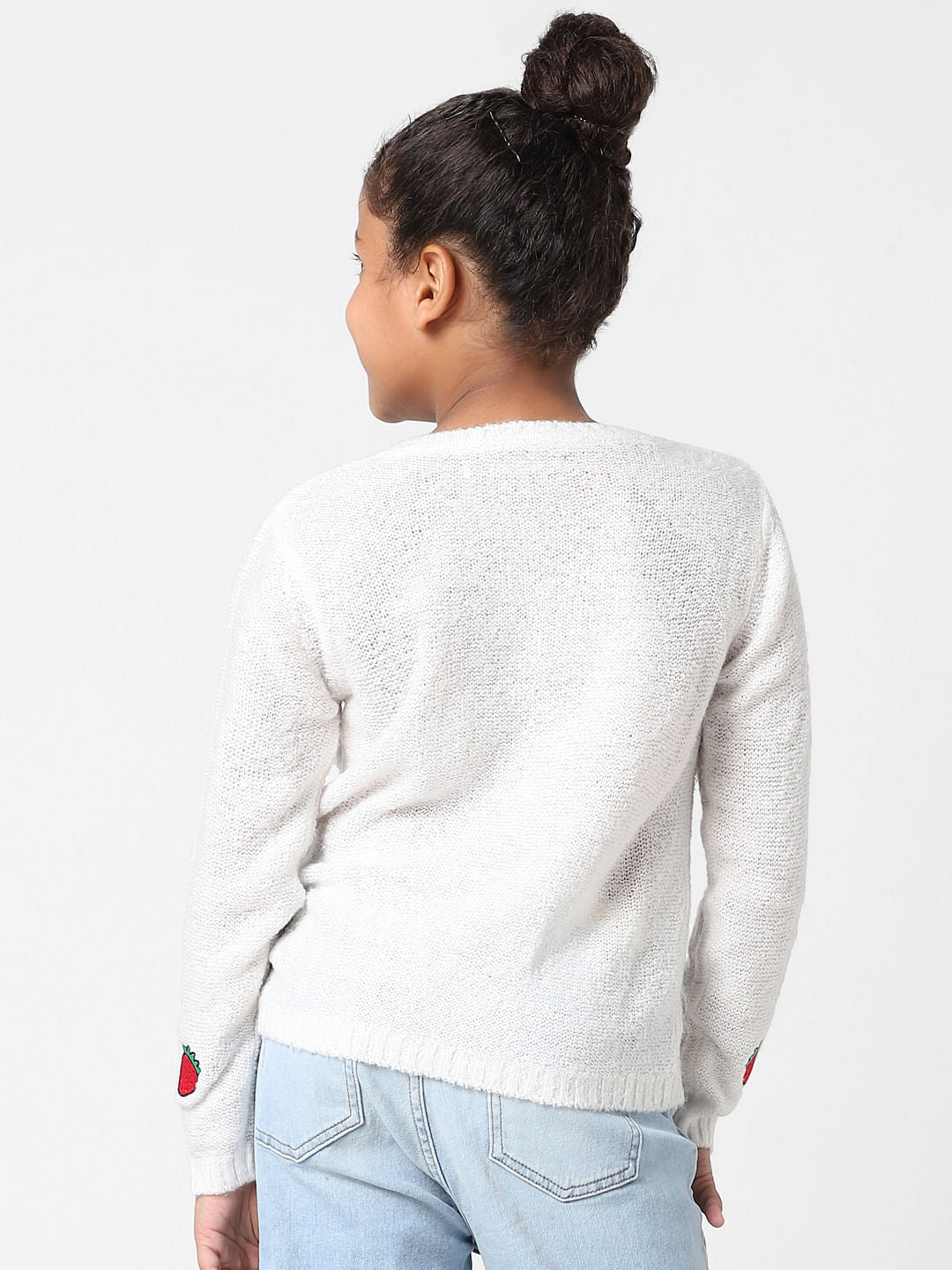 Girls Strawberry Embroidered Pullover