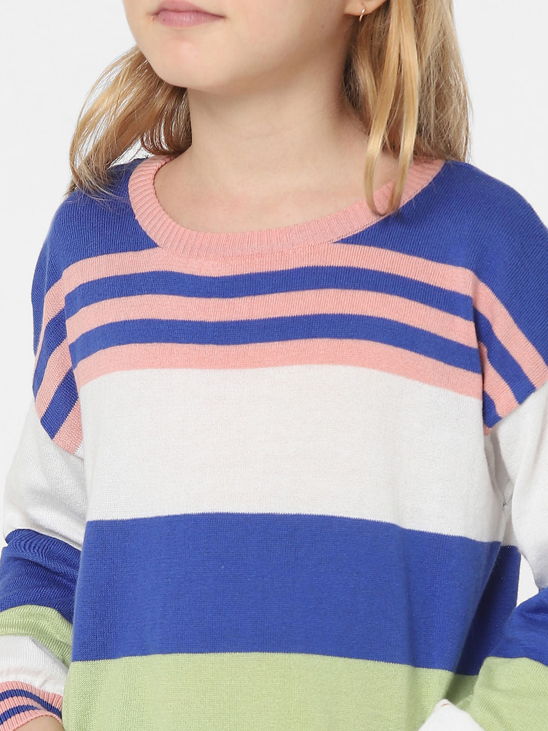 White Colourblocked Pullover