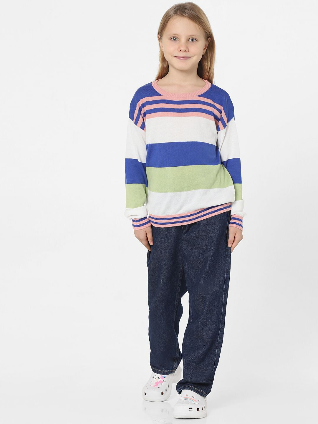 White Colourblocked Pullover