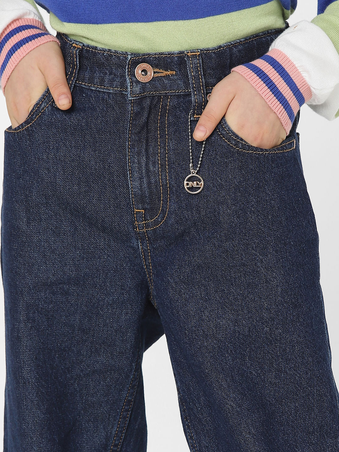 Dark Blue High Rise Wide Leg Jeans