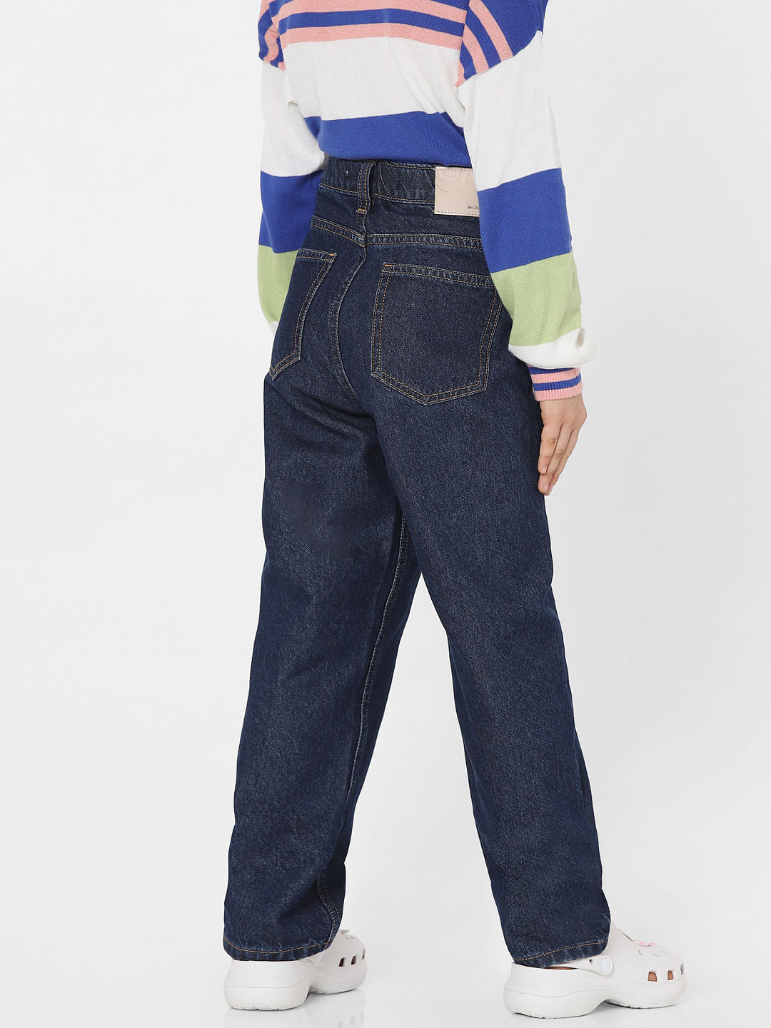 Dark Blue High Rise Wide Leg Jeans