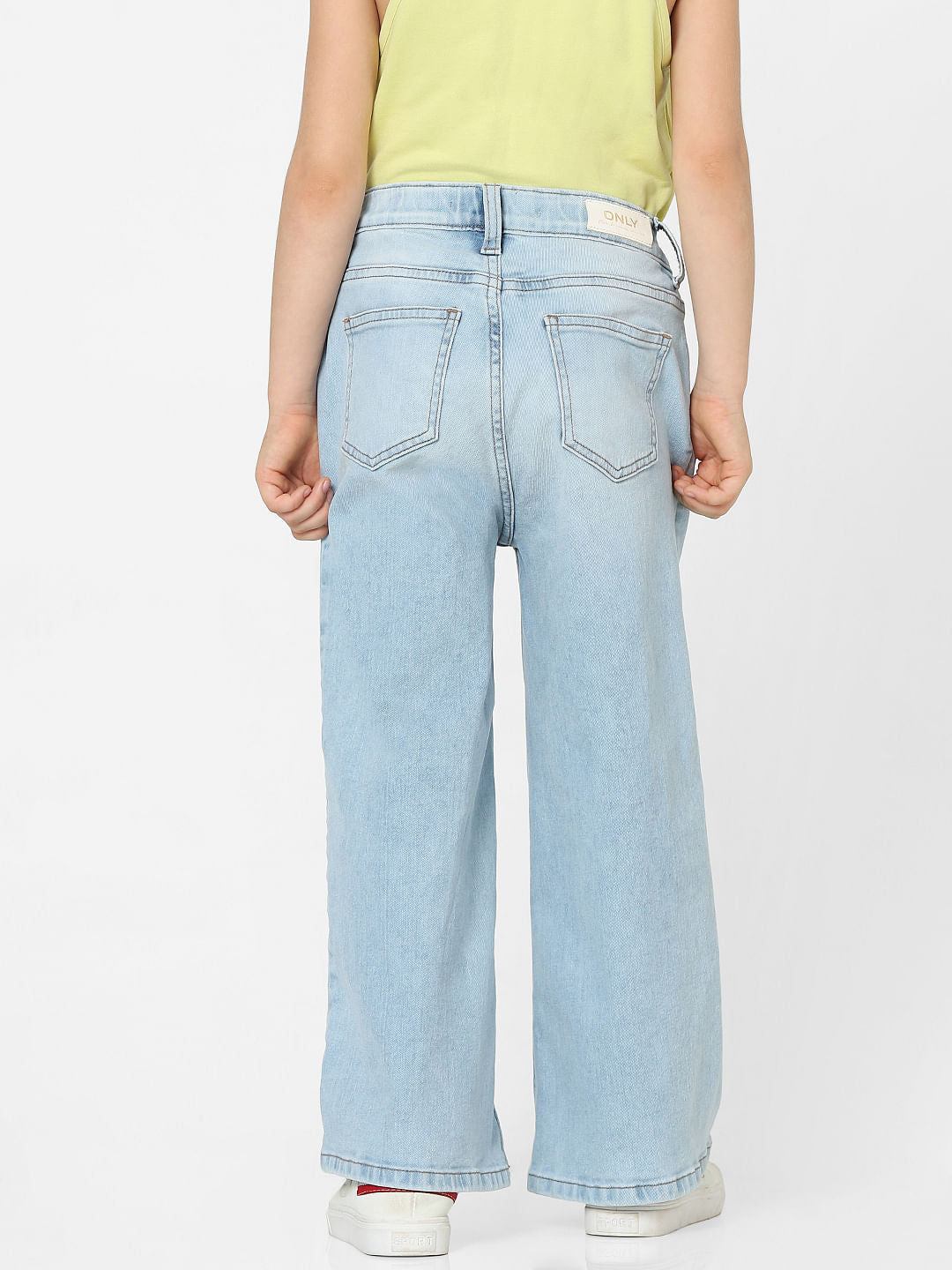 Girls Blue High Rise Wide Leg Jeans