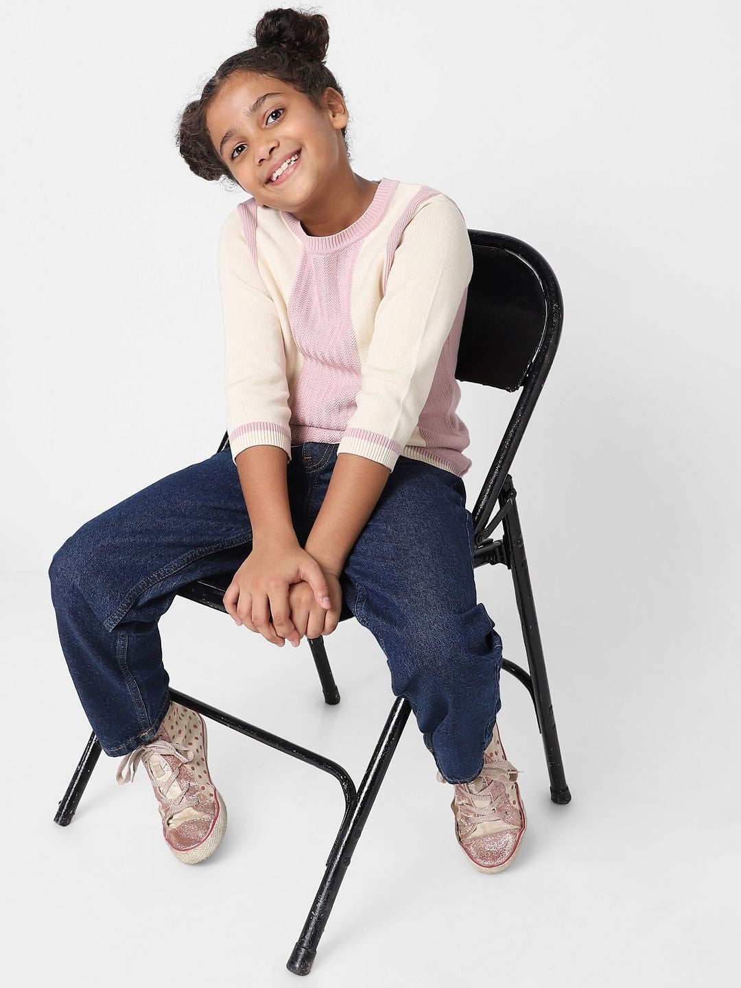 Girls Blue Mid Rise Mom Fit Jeans