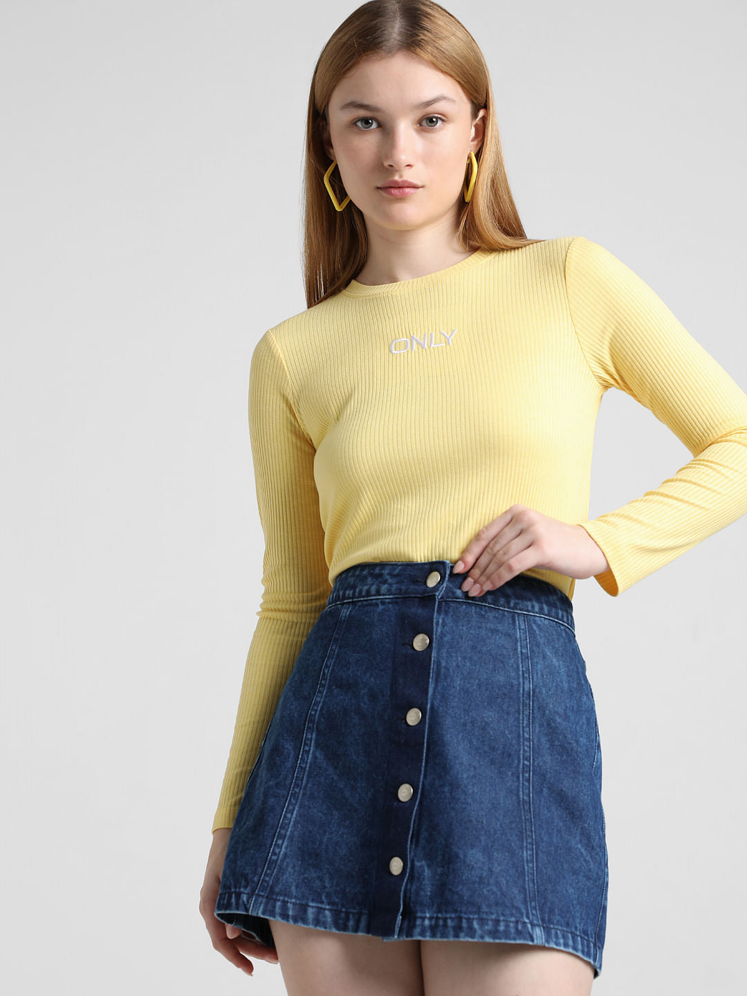 Yellow Logo Ribbed T-Shirt