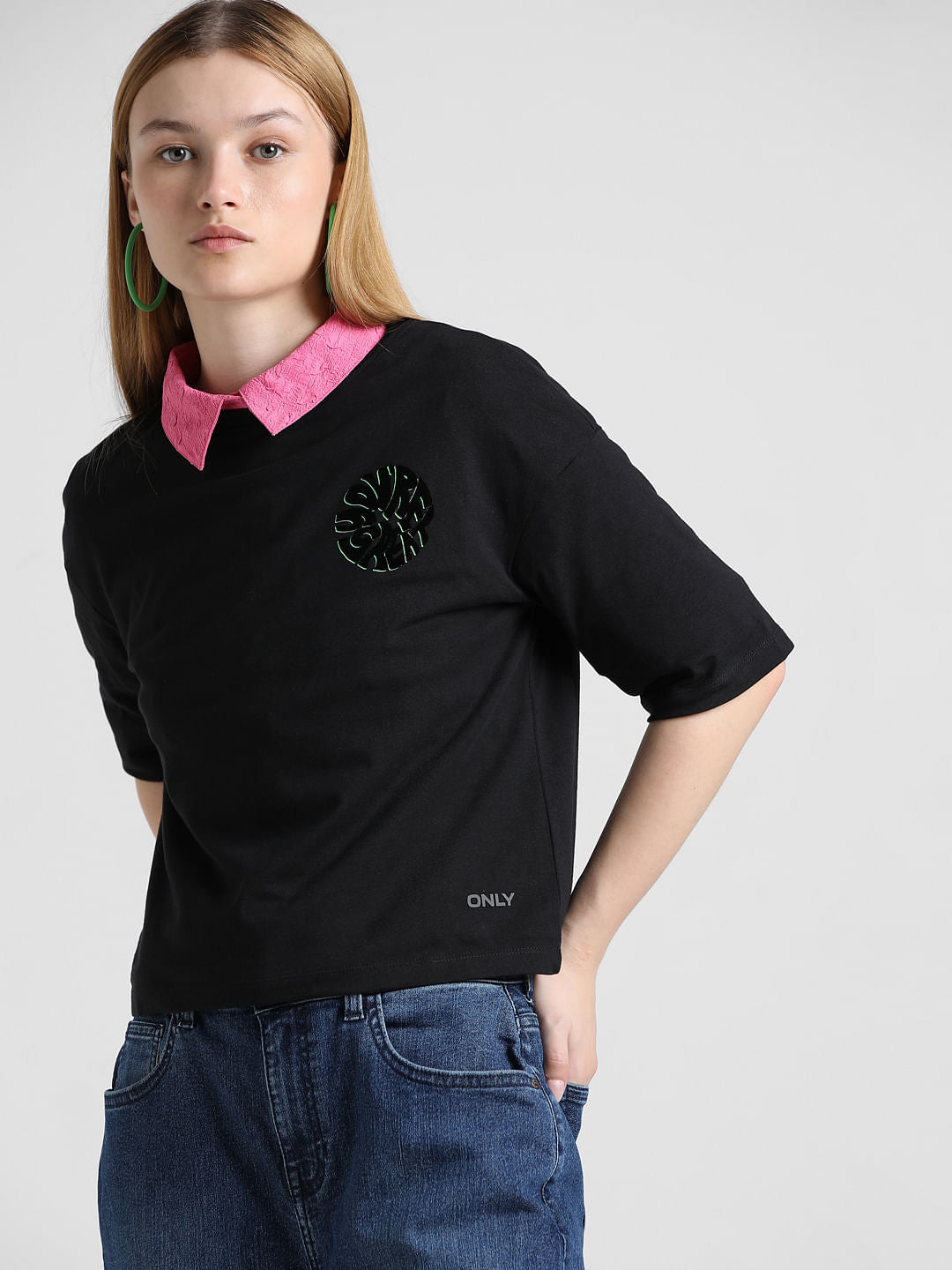 Black Printed Boxy Fit T-Shirt