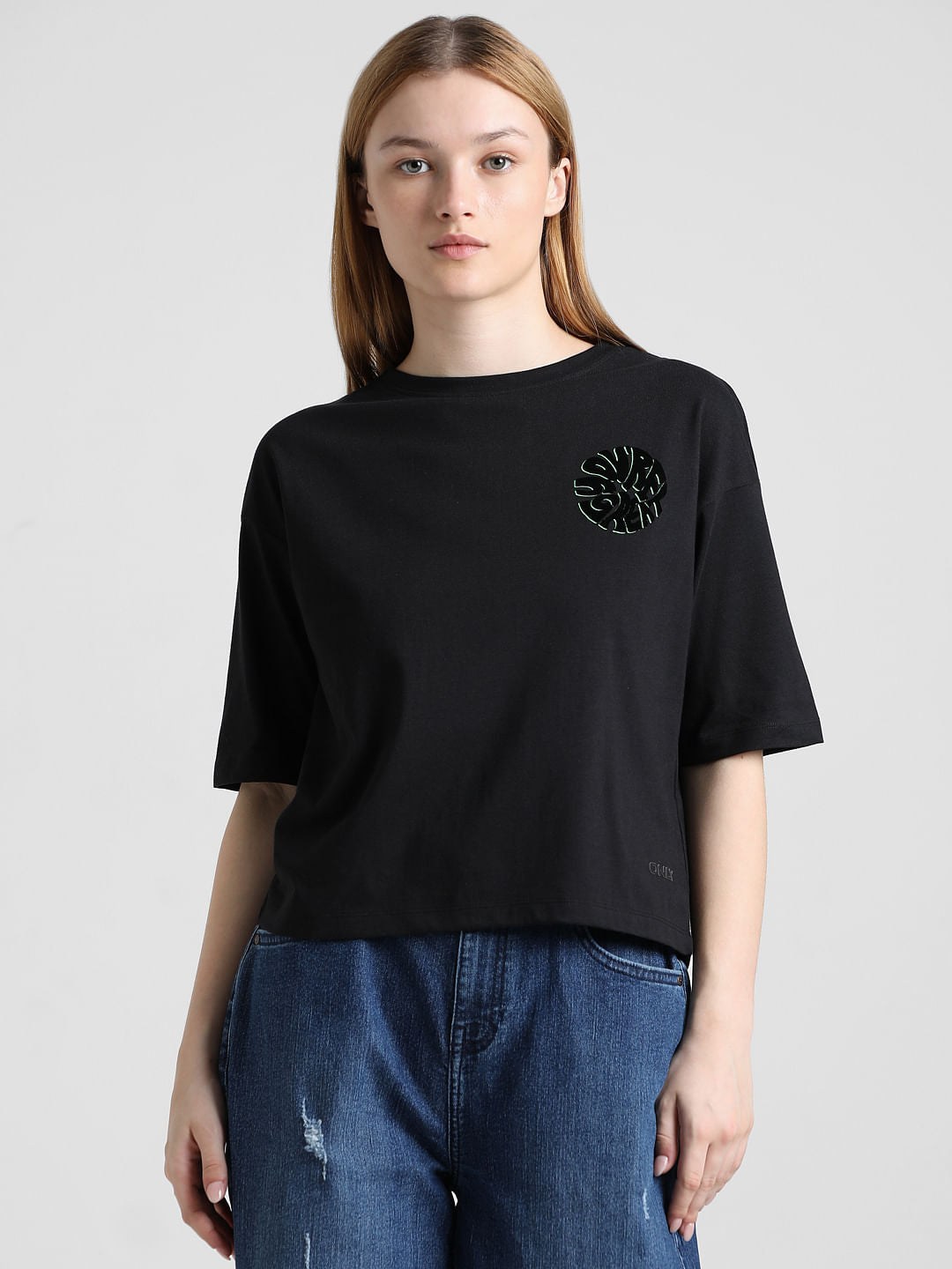 Black Printed Boxy Fit T-Shirt